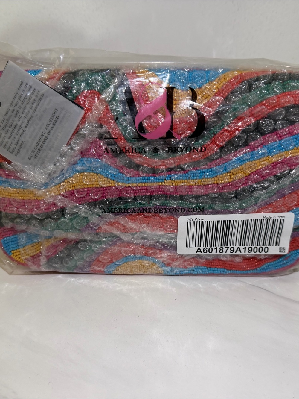 Multicolor Beaded Clutch - Wave Pattern